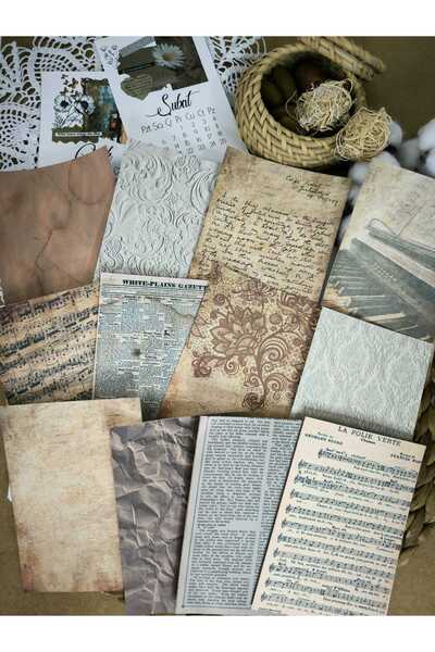 SelisCraft Scrapbook Vintage Kağıt Seti 07 Ajanda Planlayıcı Bullet Journal S...