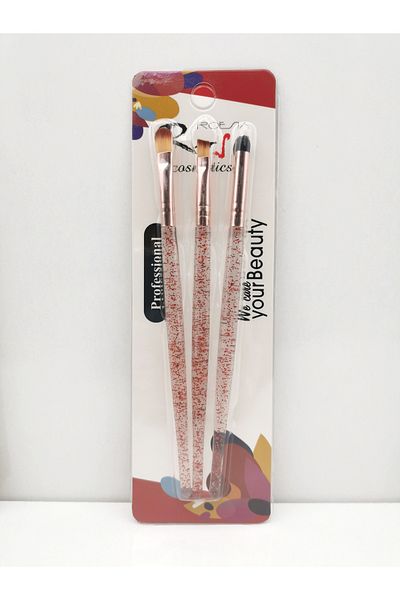 AİLY COSMETİCS Rose 3-Piece Eyeshadow & Mixing Brush Set