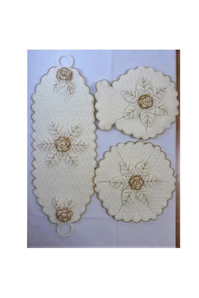Oiz Story Hand Knitted Bath Loofah Gold Set 3-Piece Dowry Box