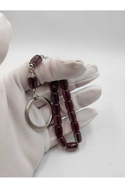 ALTUNTAŞ CLEAR CAPSULE CUT FIRE AMBER KEYCHAIN