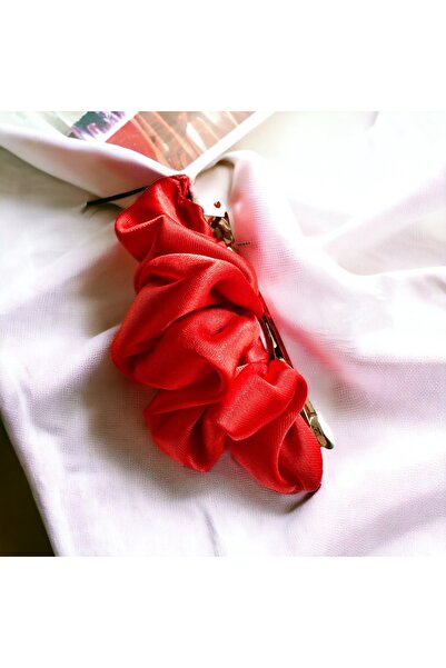 alsaccessories Clip de păr model cu șnur din satin roșu pentru femei