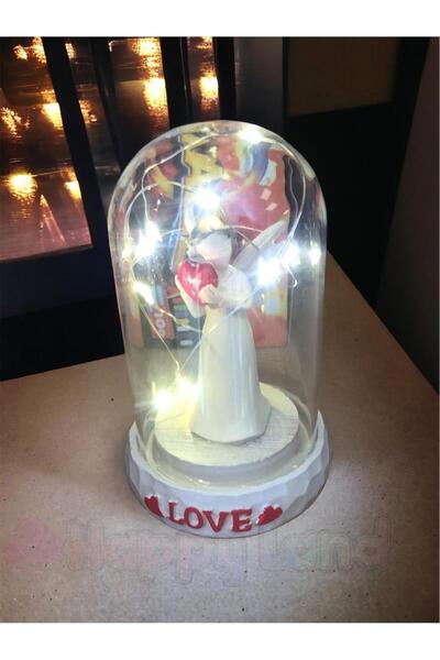 Happyland 14 Şubat Işıklı Melek Fanus Küre Sevgiliye Hediye Yıldönümü Evlilik...