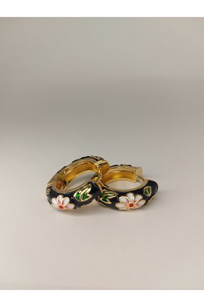Romea Ethnic Patterned Colorful Clip-on Hoop Steel Earrings
