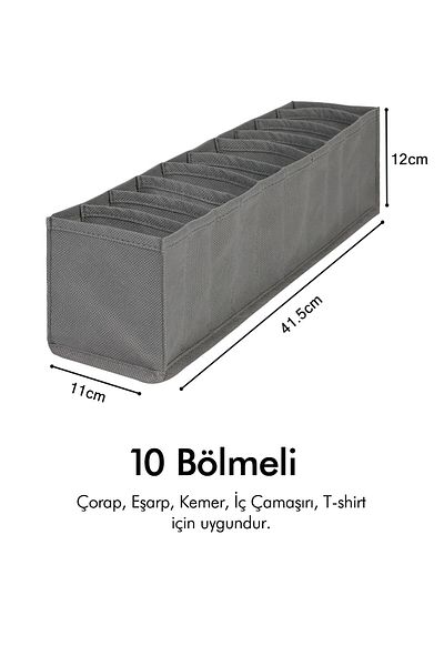 REKHOME 10 Compartment Gray Cabinet Drawer Accordion Type Folding Laundry Organizer