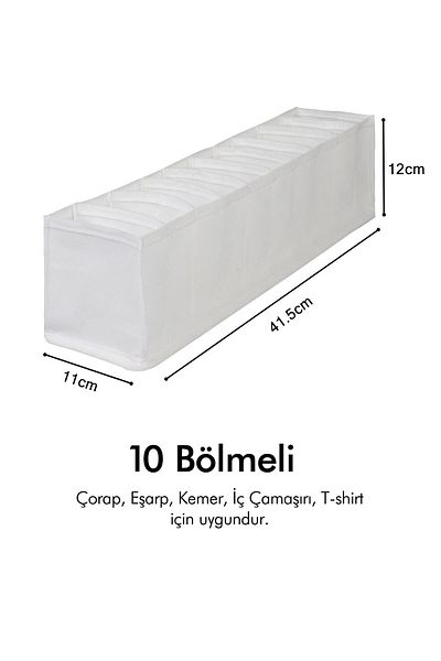 REKHOME Λευκό συρτάρι ντουλαπιού με 10 θήκες Πτυσσόμενος οργανωτής πλυντηρίου τύπου ακορντεόν
