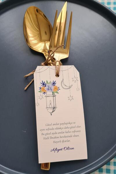 PEKSHOP Çatal Bıçak Sofra Süsü İpli Kart Süsler Ramazan Süsleri İftar Sofrası...