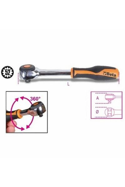 Beta 910/58 3/8 inch Reversible Ratchet 72 teeth Ratchet arm -Key