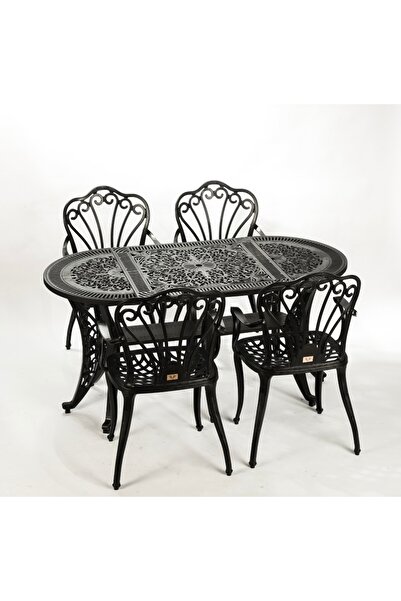 Fatih Ural Döküm Ferforje plastik 4 sandalye 1 oval masa