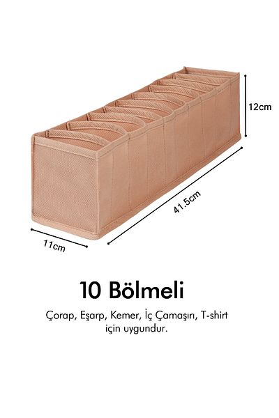 REKHOME Συρτάρι ντουλαπιού 10 θέσεων Μπεζ Τύπος ακορντεόν Πτυσσόμενος οργανωτής πλυντηρίων ρούχων