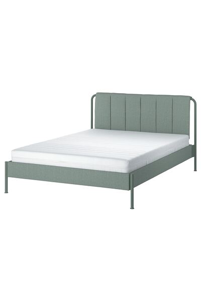 IKEA TALLASEN/LINDBADEN/AKREHAMN çift kişilik karyola, gri-yeşil, 140x200 cm,...