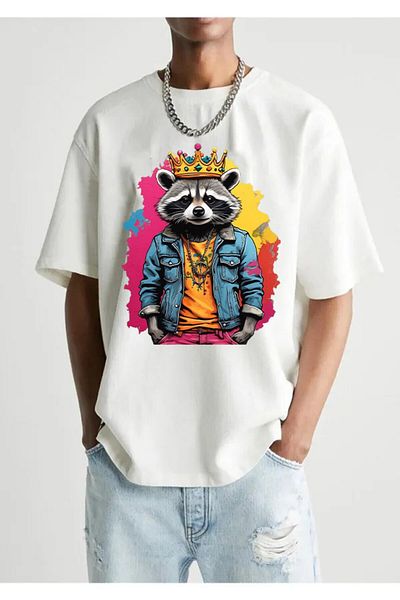 Pisa Art Тениска Raccoon King Oversize