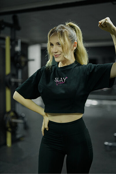 Oxlade Tricou Slayyy Queen Black Crop Tesatura de calitate ®