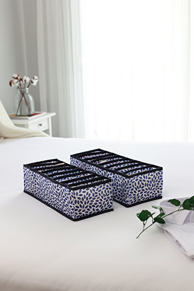 REKHOME Набір з 2 штук темно-синіх 8-секційних шаф для висувних ящиків, що складаються гармошкою, для упорядкування білизни