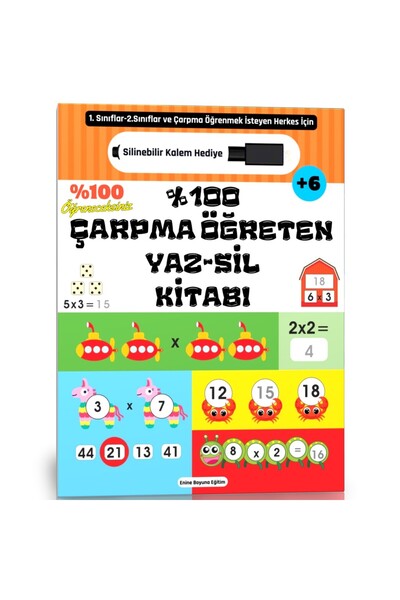 Enine Boyuna Eğitim 100% Multiplication Teaching Yaz-Sil Book