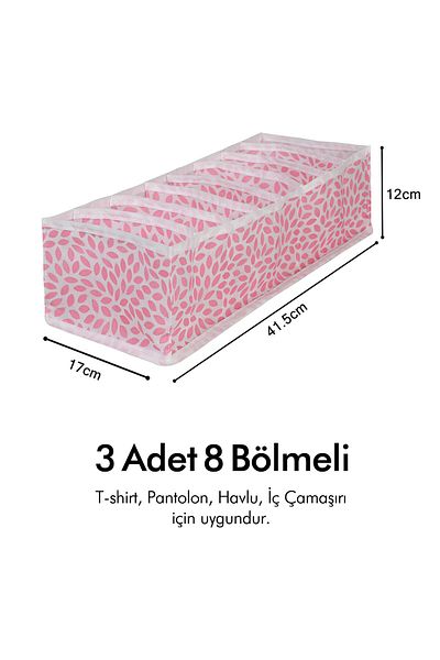 REKHOME Set de 3 pudră de frunze cu 8 compartimente, sertar dulap, organizator pliabil pentru rufe pentru acordeon