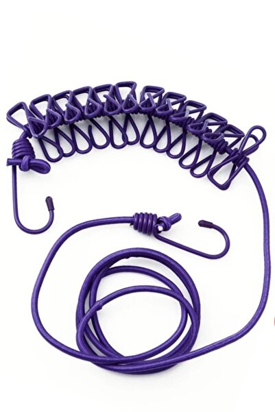 usin 12 Adet Mandallı Taşınabilir Elastik Balkon Koridor Ev Koridor Yatak Odası Ofis Çamaşır Asma İpi