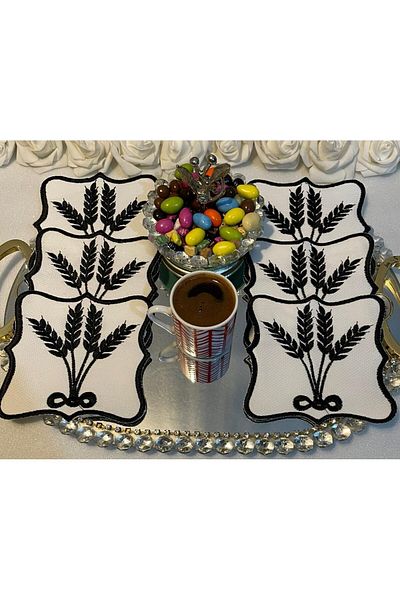 Lady Rio Cocktail Napkin, embroidered Napkin, cocktail Presentation Napkin, tray Napkin, 6 Pieces
