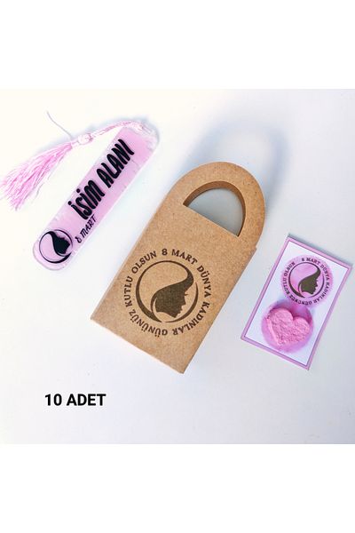 ORGANİZASYON HEDİYEM 10PCS 8 MARTS WORLD WOMEN'S DAY GIFT KRAFT BAG, PLEXY DETAIL AND SEED CARD