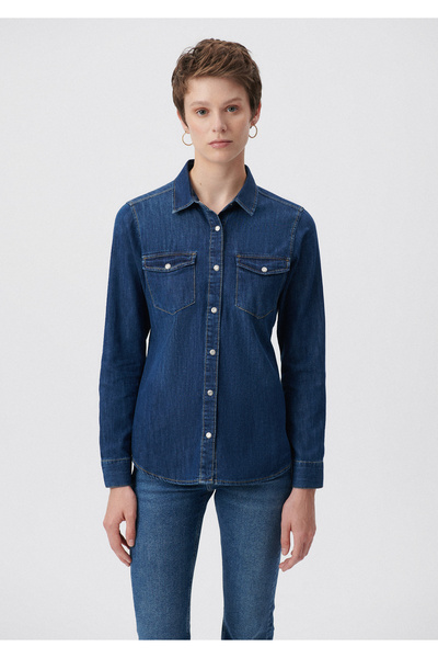 Mavi Isabel Koyu Jean Gömlek Slim Fit / Dar Kesim 1257129906