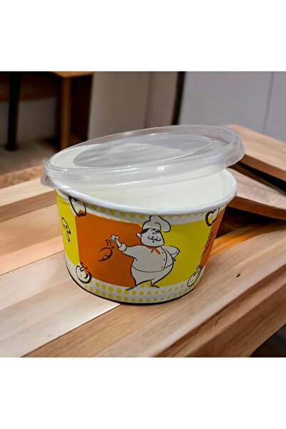 SAMET AMBALAJ 25 Adet Kapaklı Karton Çorba Kasesi 16 Oz. Karton Tabak Kase
