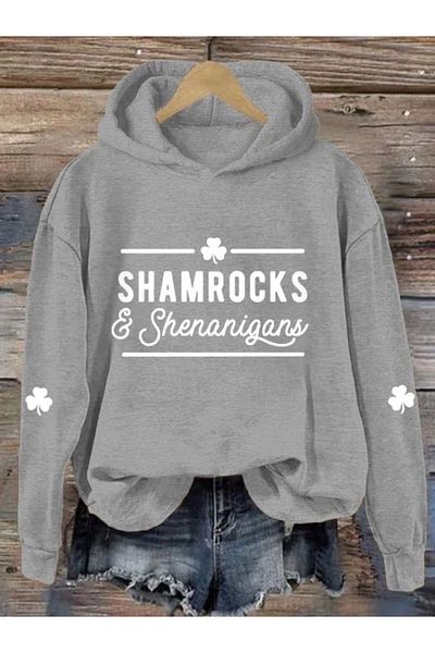 Khione Унисекс суитшърт с качулка и принт Shamrocks