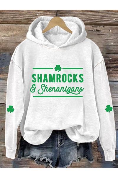 Khione Φούτερ με κουκούλα Unisex Shamrocks με στάμπα με κουκούλα
