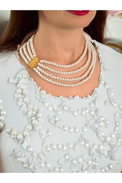 MinimalistTasarım Kadın Inci Gerdanlık, Çoklu Inci Kolye, Kadın Inci Kolye, K...