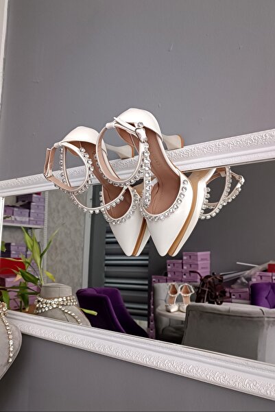 LA CALZATURE Piele sidefată 11 cm Trei rânduri Accesorii din piatră de apă Rochie de seară stiletto Pantofi de mireasă pentru femei