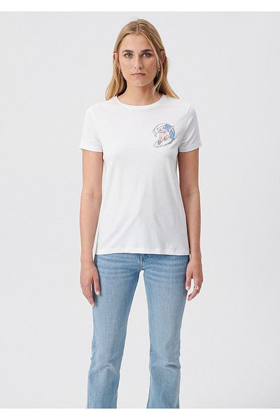 Mavi Γάτα εμπριμέ Λευκό T-Shirt Slim Fit / Slim Fit 1611716-620