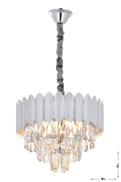 Avizemoda Rossa 40-Piece Crystal Prism Stone Luxury Chandelier - (Silver Gilding Color)
