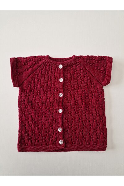 Butik Hobi Kafe Bordo El Örgüsü 12-18 Aylık Bebek Yeleği