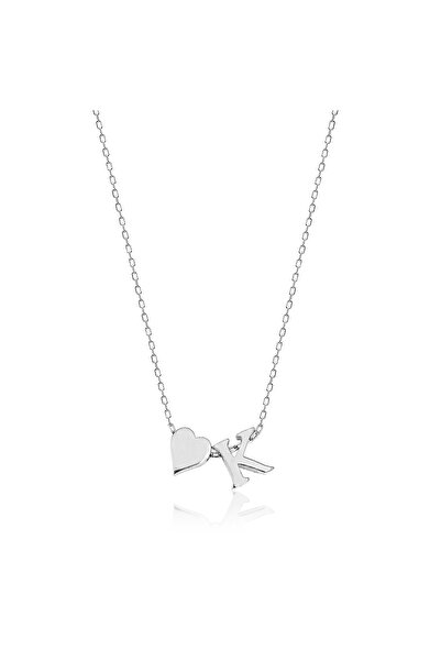 Coşar Silver K Harfi Kalpli Model Gold Rengi Kaplama 925 Ayar Gümüş Kolye