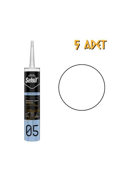 Selsil Mutfak Banyo Duşakabin Silikonu BEYAZ 280 ml. - 5 Adet