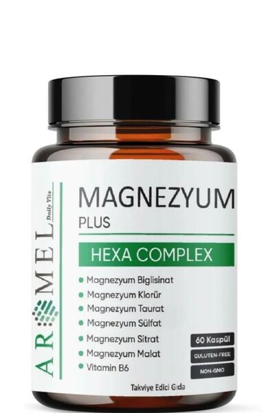 Aromel Magnezyum Hegza Compex 60 Kapsül | Malat,Taurat,Biglisinat,Sitrat,Sülfat,Klorür