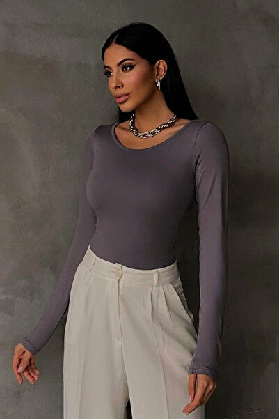 Bipantolon Γυναικεία μπλούζα με γιακά Princess σε γκρι χρώμα