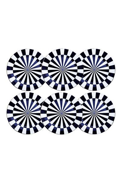 Lucky Art Odilia Striped 6-Piece Porcelain Serving Plate Set 27 cm