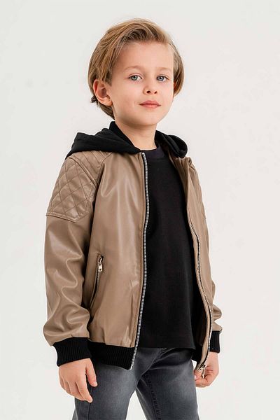 Gold Class Kidswear Jachetă de piele pentru baieti cu buzunar cu gluga