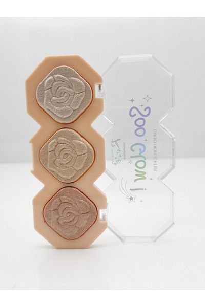 Cosha Beauty Rose Soo Glow 3-Piece Illuminating Palette - Highlighter