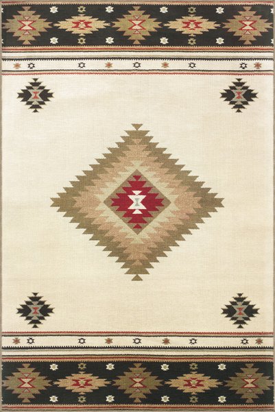 Rugs Modern Halı سجادة زخرفية عتيقة بتصميم خوص باللون البيج مع نمط هندسي 3406