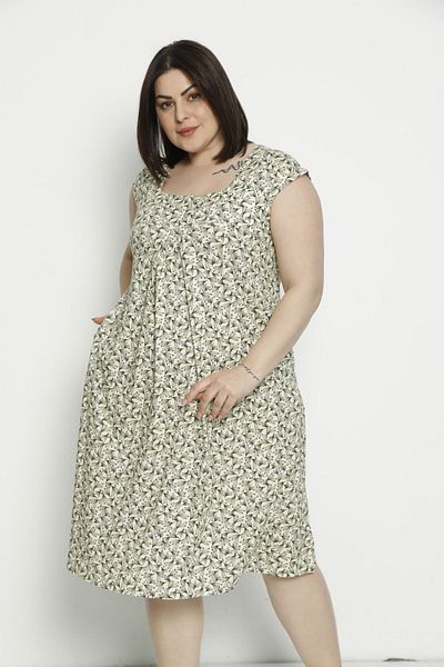 İntensive Women's Sleeveless Pocketed Combed Cotton Modal Plus Size Dress