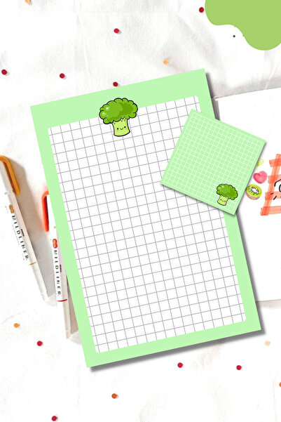 PastelSanat Gülümseyen Brocoli Not Kağıdı Planlayıcı Sınav Hazırlık To Do Lis...