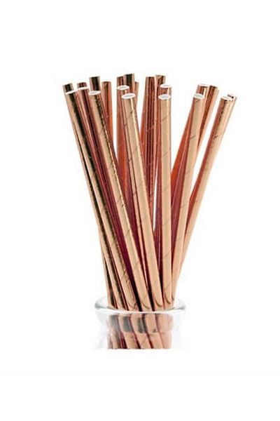 Big Party Rose Gold 24-Piece Paper Party Straws