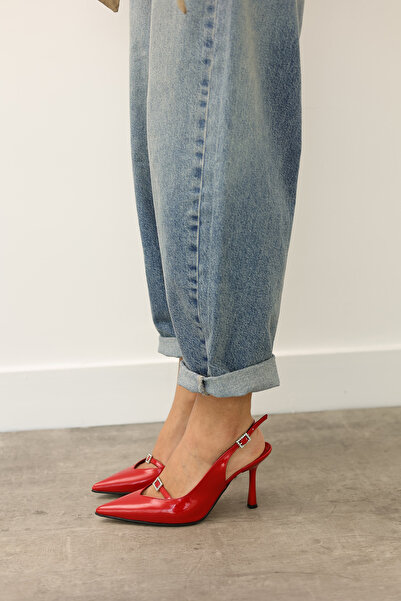 MYPOPPİSHOES Kırmızı 9 Cm Topuk Kadın Ayakkabı Malena