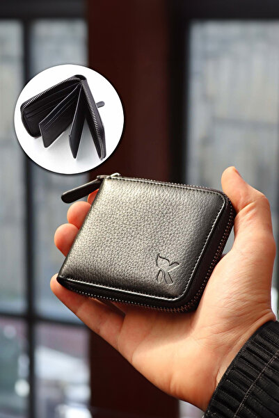 Trendmiya Hakiki Deri Fermuarlı Kartlık