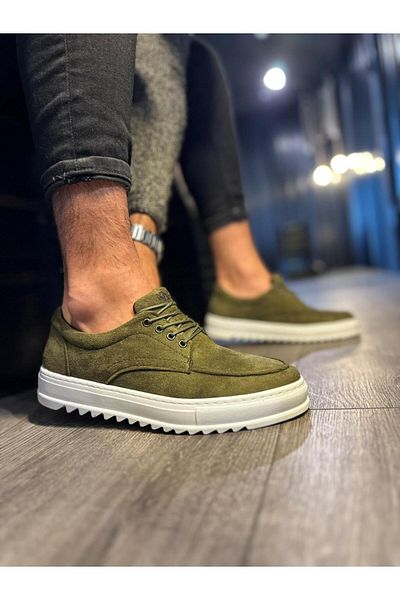 Joy Man J-T12 Lace-up Orthopedic Sole Men's Casual Suede Classic Shoes BT Khaki