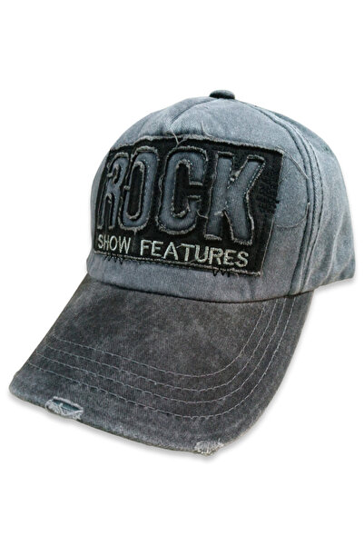 Şapka Market Rock Gri Siyah Beyzbol Kep Şapka
