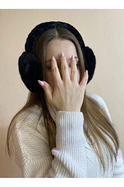 sema aksesuar Siyah Soğuktan Koruyucu Soft Peluş Tüylü Kışlık Kulaklık - Yumuşak