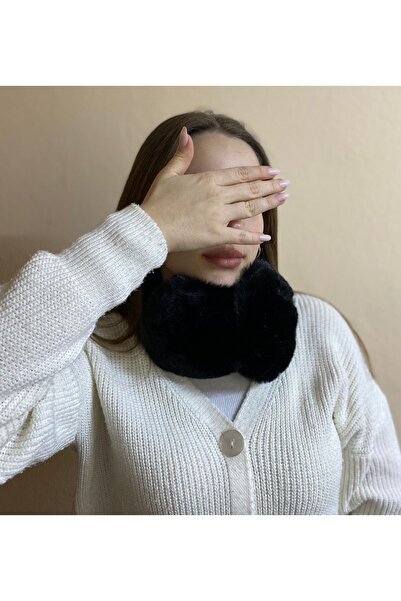 sema aksesuar Siyah Soğuktan Koruyucu Soft Peluş Tüylü Kışlık Kulaklık - Yumuşak