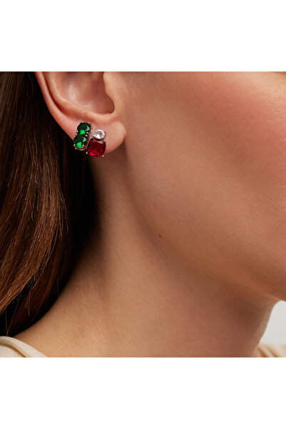 Merano Design 6mm Yeşil Çift Taşlı Küpe