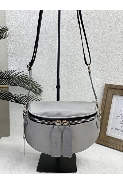 Jacquline IM357-5 ZIPPER DETAILED LEATHER CROSSBODY BAG WOMEN